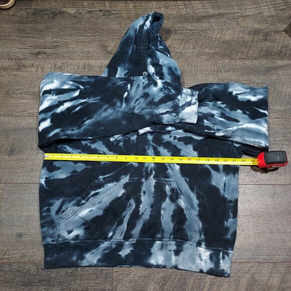Tie Dye Jon Lauren Hoodie Sweatshirt Pullover Gray White Black Kangaroo Pocket M - Picture 3 of 16